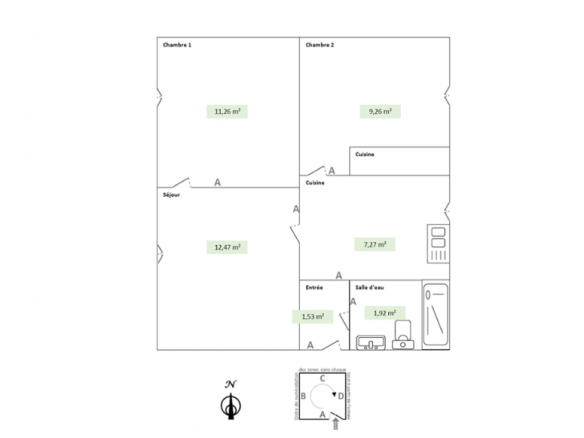 COLOMBES  APPARTEMENT 3P 43.71M²