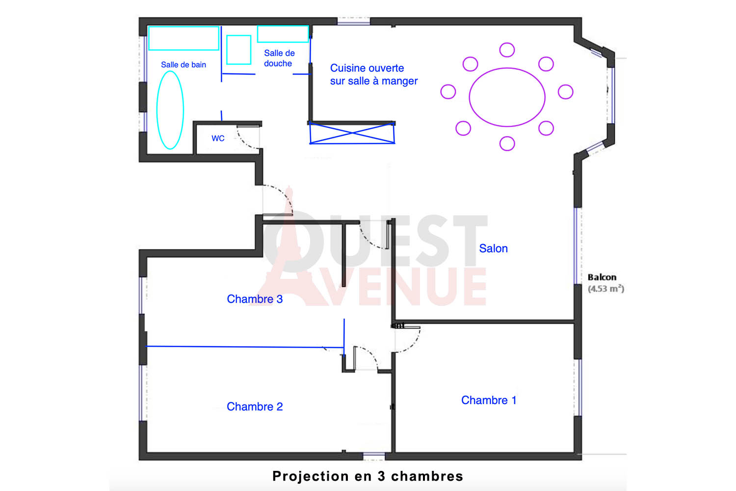 BOULOGNE BILLANCOURT  APPARTEMENT 4P 98M²