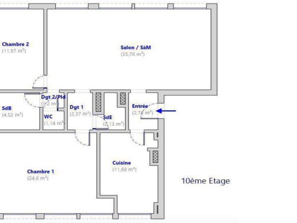 PARIS 17 APPARTEMENT 5P 97M²