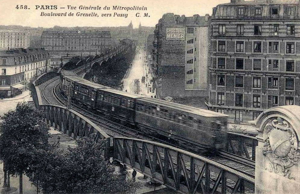Carte postale ancienne du métro aérien sur le boulevard de Grenelle